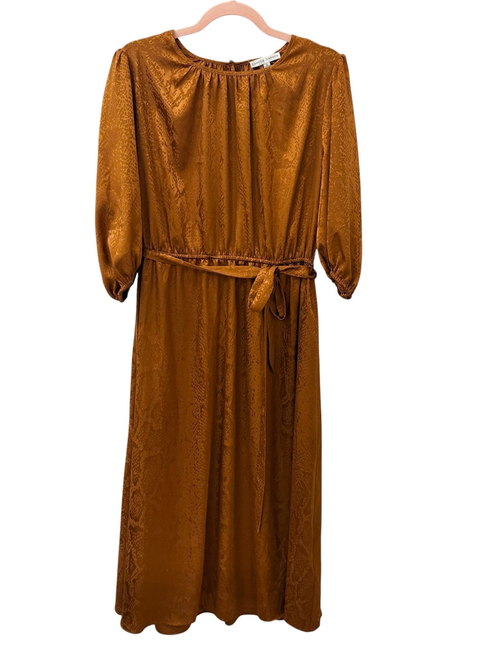 Sandra Darren Rust Brown Jacquard Midi Dress Size 12